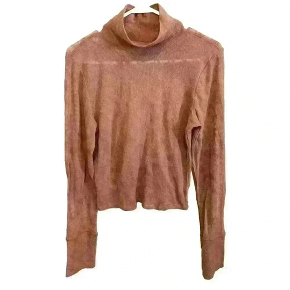 Free People Tops - Intimately Free People Cropped Layering Top Large Mock Neck Long Sleeve Sheer